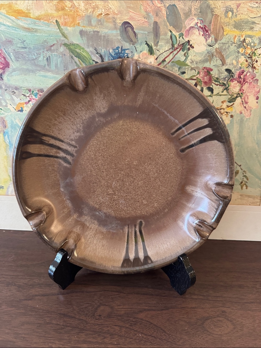 Vintage Blue Mountain Pottery Brown Mocha Drip Glaze Large Ashtray MCM Canada
